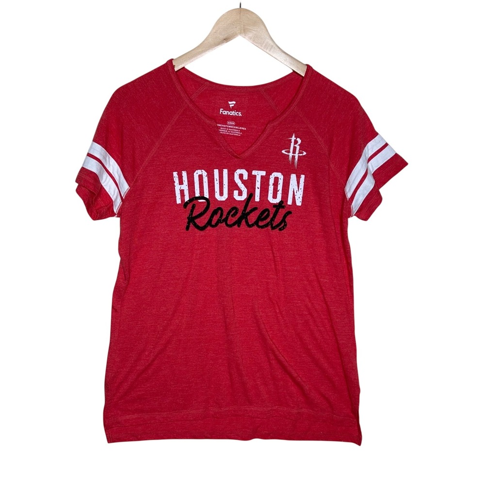 Houston Rocket's Women's Fanatics V-neck Short Sleeve Shirt size Medium Red